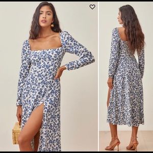 Reformation | NWT Sigmund Midi Dress in Milanesa Blue White Floral New 8